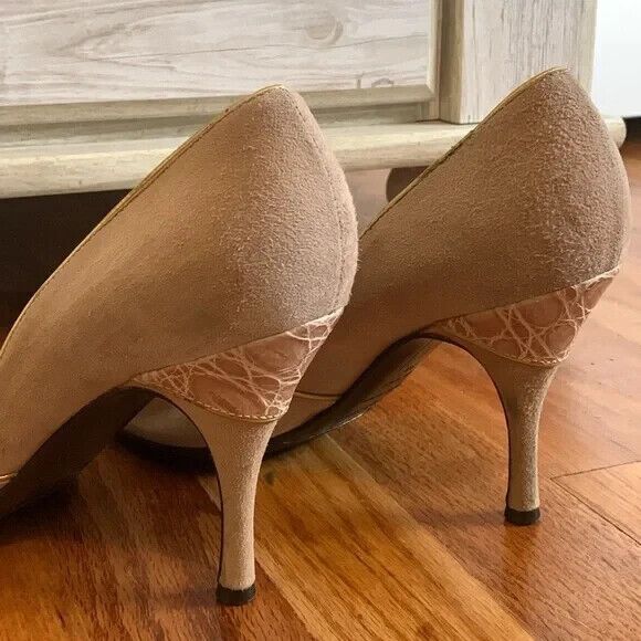 Vintage Sergio Rossi Vero Cuoio Heels - Giraffe Print Leather Buckle - Picture 6 of 10